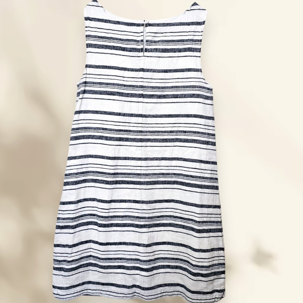 NWT Beach Lunch Lounge Dress Women’s Small White Blue‎ Stripe Alina Linen Blend - Picture 3 of 5